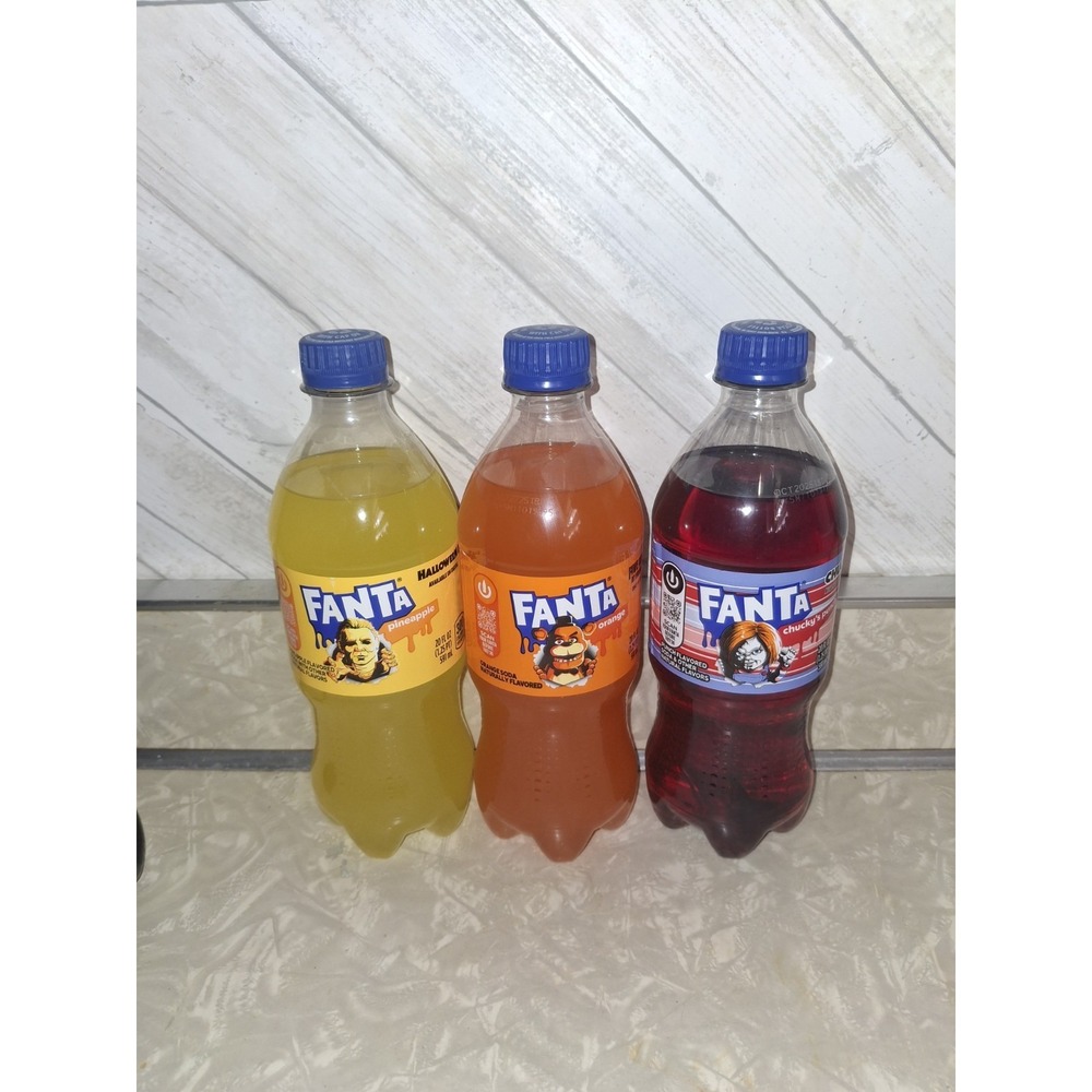 FANTA LOT Of 3 CHUCKY'S PUNCH 20 FL OZ MICHAEL MYERS FIVE NIGHTS BOTTLE HORROR